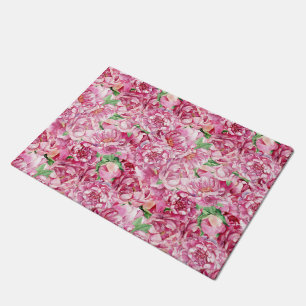 Watercolor Pink Peonies Doormat