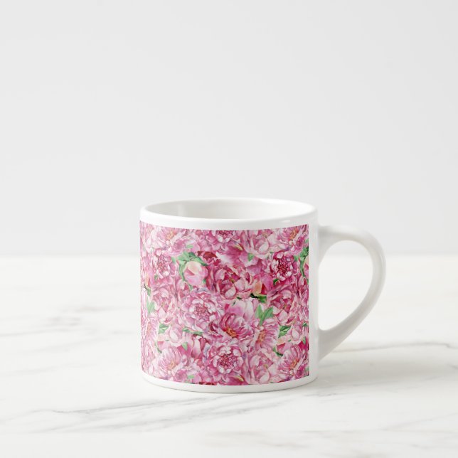 Watercolor Pink Peonies Espresso Cup (Right)