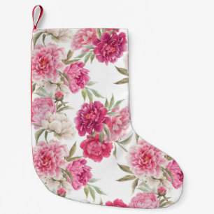 Watercolor Pink Peonies: Floral Elegance Small Christmas Stocking