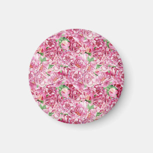 Watercolor Pink Peonies Magnet