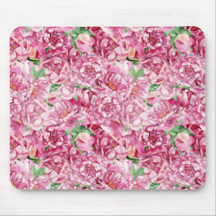 Watercolor Pink Peonies Mouse Mat