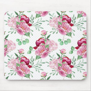 watercolor pink peonies mouse mat