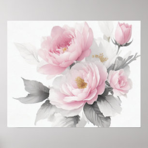 Watercolor Pink Peonies Poster