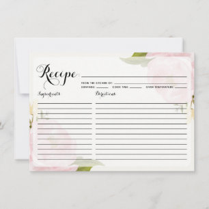 Watercolor Pink Peonies Recipe II Card