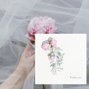 Watercolor Pink Peonies Shower Napkin