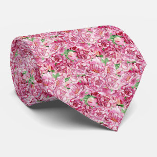 Watercolor Pink Peonies Tie