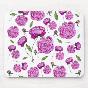 Watercolor pink peonies tote bag round cushion co mouse mat