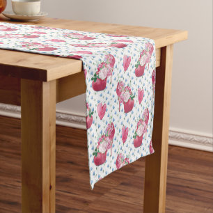 Watercolor Pink Peonies,watercolor shoe Short Table Runner