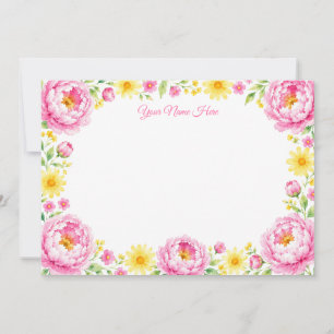 Watercolor Pink Peony Botanical Notecards