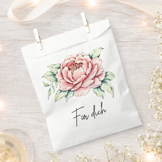 Watercolor Pink Peony Gift Bag  (Clipped)