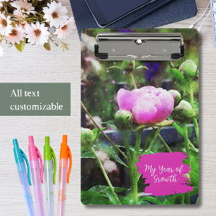 Watercolor Pink Peony  Mini Clipboard