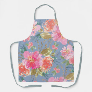 Watercolor Pink Peony Pattern Apron