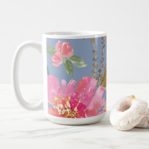 Watercolor Pink Peony Pattern Coffee Mug