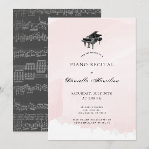 Watercolor Pink Piano Recital Invitation