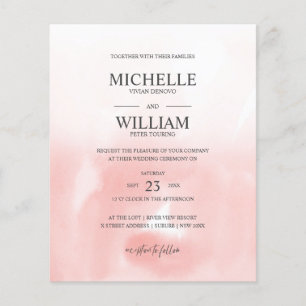 Watercolor Pink Plain Elegant Budget Wedding