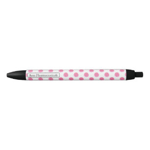 watercolor pink polka dots dotty design black ink pen