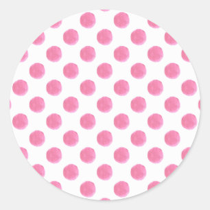 watercolor pink polka dots dotty design classic round sticker