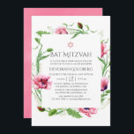 Watercolor Pink Poppies Bat Mitzvah Invitation<br><div class="desc">Pink poppy bat mitzvah invitation designed to be quickly and easily customised to your event specifics.</div>