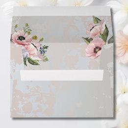 Watercolor Pink Poppies Wedding Envelope