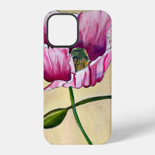 Watercolor pink poppy art flower iPhone 12 case