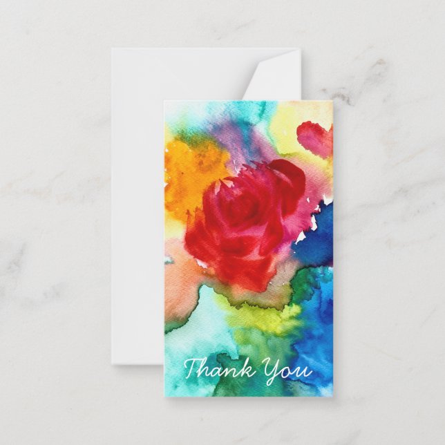 Watercolor pink poppy art flower note card (Front)