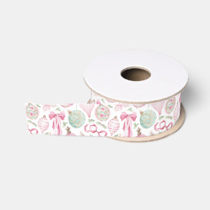 Watercolor Pink Present Christmas Grosgrain Ribbon