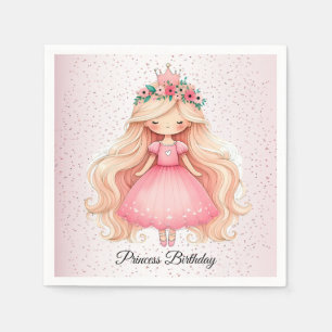 Watercolor Pink Princess Baby Shower Party Cute Napkin