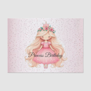 Watercolor Pink Princess Birthday Party Cute Tissue Paper
