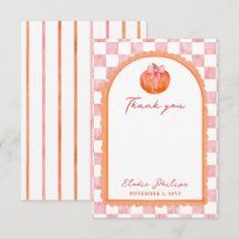 Watercolor Pink Pumpkin Baby Shower Thank You