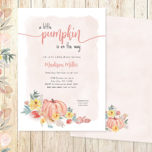 Watercolor pink Pumpkin girl baby shower Invitation