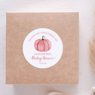 Watercolor Pink Pumpkin Thank You Baby Shower Classic Round Sticker