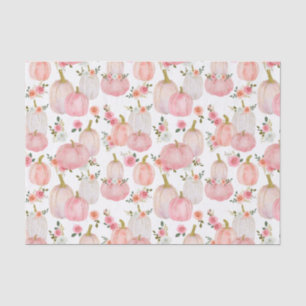 Watercolor Pink Pumpkins Florals Pastel Roses Tissue Paper