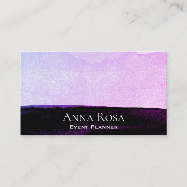 *~* Watercolor Pink Purple Black Lavender Abstract Business Card (Front)