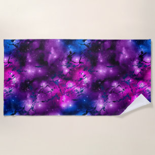 Watercolor Pink, Purple & Blue Marble Galaxy Beach Towel