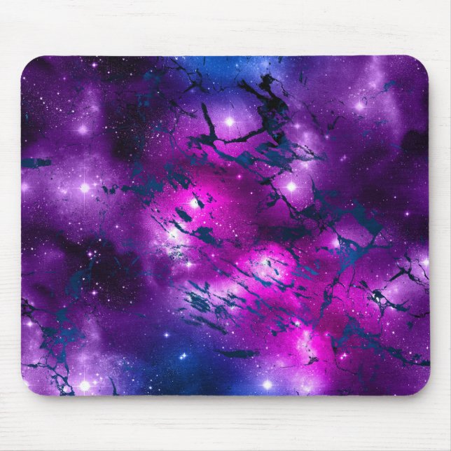 Watercolor Pink, Purple & Blue Marble Galaxy Mouse Mat (Front)