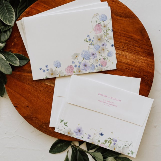 Watercolor Pink & Purple Bouquet Wedding Envelope (Watercolor Pink & Purple Bouquet Wedding Envelope)