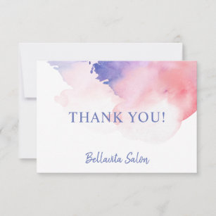 Watercolor Pink Purple Covid Salon Reopening Thank You Card