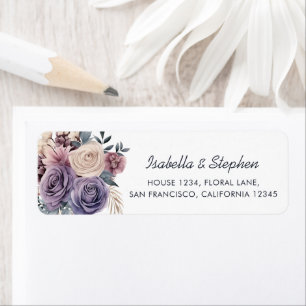 Watercolor Pink Purple Floral Return Address