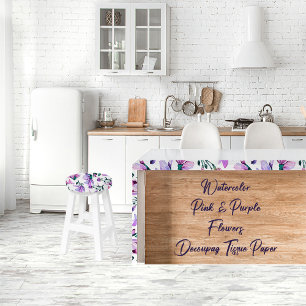 Watercolor Pink & Purple Flowers Decoupage Tissue Tissue Paper