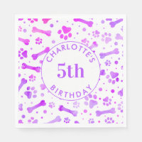Watercolor Pink Purple Paw Prints Birthday Party 