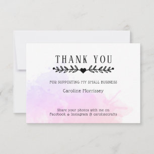 Watercolor Pink Purple Splash Thank You Card
