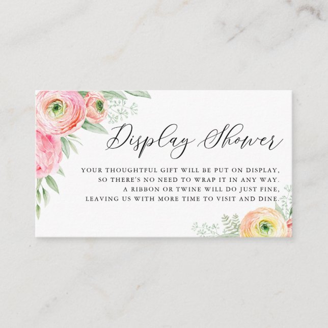 Watercolor Pink Ranunculus Flowers Display Shower Enclosure Card (Front)