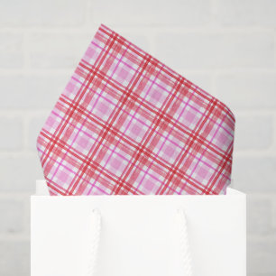 Watercolor Pink & Red Plaid Tissue Paper
