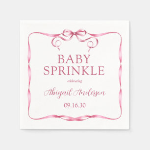 Watercolor Pink Ribbon Baby Sprinkle Napkin