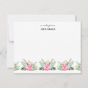 Watercolor Pink Rose and Elegant Eucalyptus Card