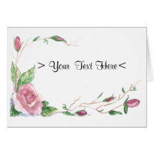 Watercolor Pink Rose Border