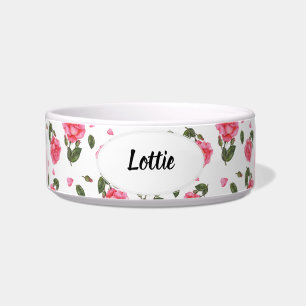 Watercolor Pink Rose Botanical Illustration Bowl