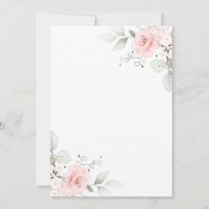 Watercolor Pink Rose Girl Invitation BLANK