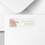 Watercolor pink rose gold calligraphy chic wedding<br><div class="desc">Elegant wedding rsvp return address label with a beautiful hand painted pink blush peony rose with sage green foliage and a modern editable taux gold chic calligraphy script against a clear white (changeable color) background.          Personalize with your name / names and address!</div>