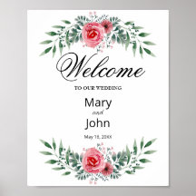 Watercolor Pink Rose Greenery Foliage Wedding